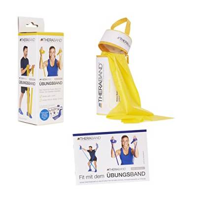 TheraBand Original TheraBand Fitnessband | Resistance Band für Kraftraining und Abnehmen zuhause oder im Gym | 1 Band inkl. Tasche und Anleitung im Set Gelb | Leicht, OneSize von Theraband