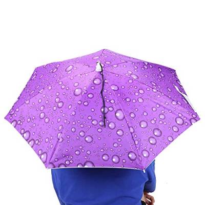 Tissting Angel Regenschirm Handfreie Mütze, 77cm Sonnenschutz Wind Dicht am Kopf Montiert Umbrella Klapp Hut Regenschirm zum Angeln Garten Golf Wandern(Lila) von Tissting