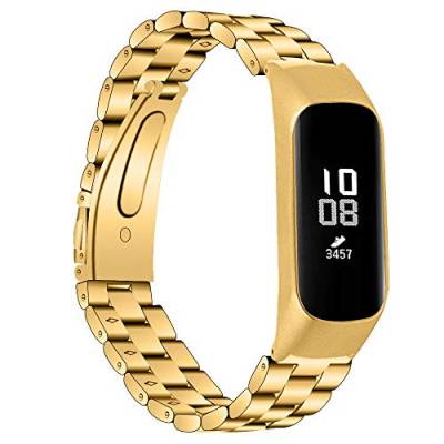 TopTen Edelstahl Metall Uhrenarmband Ersatz Armband Kompatibel für Samsung Galaxy Fit E SM-R375 Activity Tracker (Gold) von TopTen