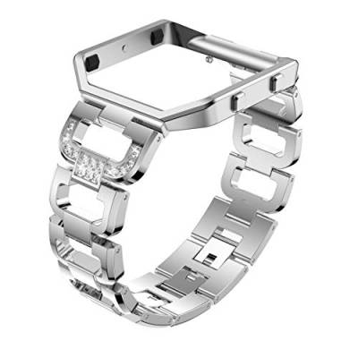 TopTen Edelstahl Uhrenarmband mit Rahmen kompatibel für Fitbit Blaze Smartwatch, Armband Ersatz Zubehör Verstellbares Armband von TopTen