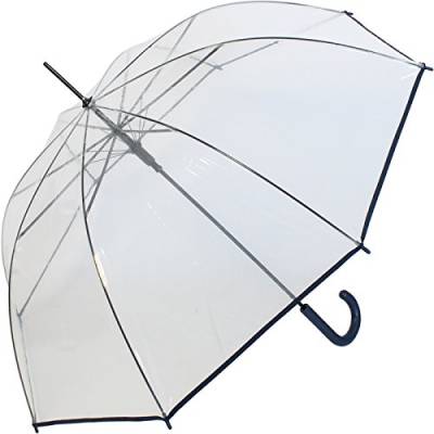 Unbekannt Regenschirm Schirm durchsichtig transparent mit Einfassband Navy von Unbekannt