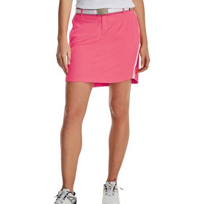 Under Armour Womens Links Woven Stretch Golf Skort, Female, Pink shock/white/metallic silv, 12 | American Golf von Under Armour