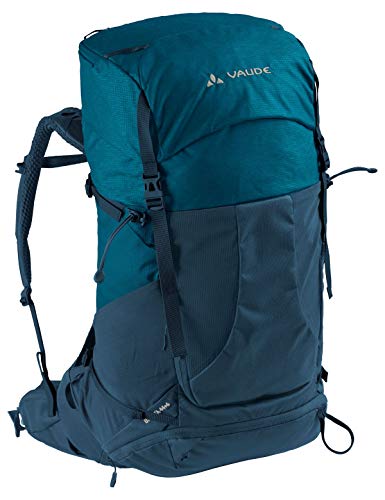 VAUDE Wanderrucksack Brenta 44+6l, wasserabweisender Rucksack Damen & Herren, komfortabler Trekkingrucksack mit integrierter Regenhülle, praktische Fächeraufteilung, blau von VAUDE