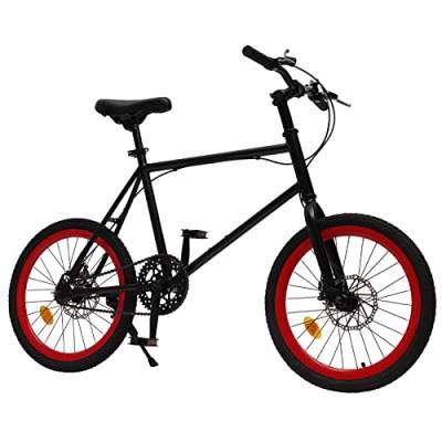 VKROOD Fahrrad 20 Zoll, Kinderfahrrad für Jungen und Mädchen ab 130-155 cm, Mountainbike mit Flaschenhalter, Federgabel, Kinder Fahrrad (Schwarz Rot) von VKROOD