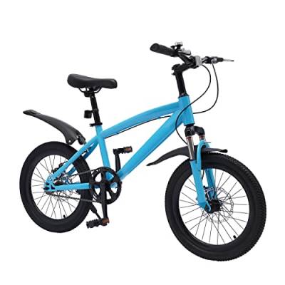VKROOD Kinderfahrrad 18 Zoll Fahrrad für 1.25-1.4m (4.1-4.59in) Kinder, Höhenverstellbar Kinderrad Mountainbike mit Kotflügel, Reflektor für Jungen Mädchen (Blau) von VKROOD