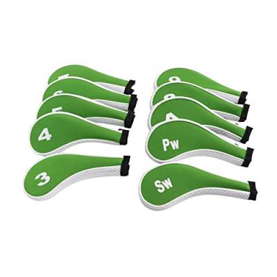 Verdant Touch Golfschlägerhauben für Golfschlägerhauben, 10 Stück, Golfschlägerhauben mit Reißverschluss, schützende Kopfabdeckungen für die meisten Schläger, grün und weiß von Verdant Touch