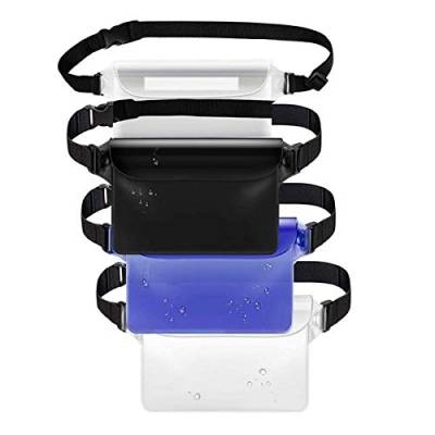 Vklopdsh Wasserdichter Beutel GüRteltasche, BerüHrbarer Bildschirm-Packsack mit Verstellbarem GüRtel für Wertsachen im 4Er-Pack von Vklopdsh