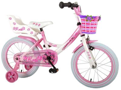 Volare Kinderfahrrad Kinderfahrrad Rose für Mädchen Fahrrad 16 Zoll Kinderrad in Pink/Weiß von Volare