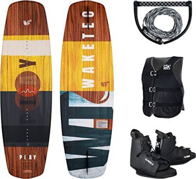 Waketec Wakeboard Komplett-Set Play DLX, Bindung Duro, Leine One, Weste Sportsman von WAKETEC