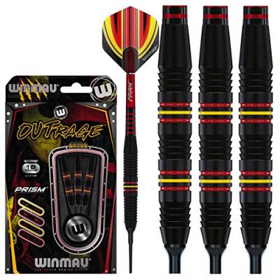 WINMAU Outrage 18 Gram Brass Softip Dartpfeile Set mit Flights und Schäfte von WINMAU