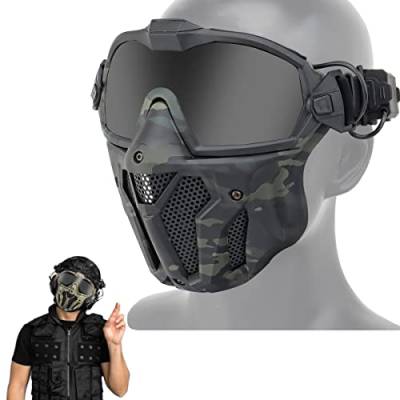 WLXW Airsoft Maske Taktische Paintball Maske Abnehmbare Schutzbrille Mit Anti-Beschlag Ventilator System, Für Halloween Jagd CS Wargame,Bcp von WLXW