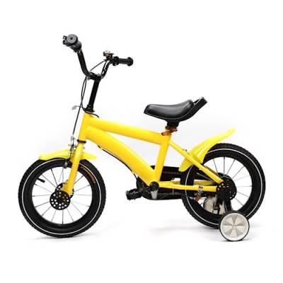 WOLEGM 14 Zoll Kinder Fahrrad, Kinderfahrrad mit Abnehmbare Stützrädern, Vorder und Hinterradbremse Fahrrad für Kinder ab 3 Jahre, Gelb von WOLEGM