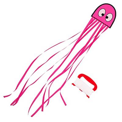 Wolkenstürmer® Mini Oktopus (pink) Kinderdrachen - Octopus Einleiner Krake inkl. Handgriff & 40m Schnur - 1-Leiner Drachen & Flugspielzeug mit Gestänge - Drachen ab 3 Jahren von Wolkenstürmer