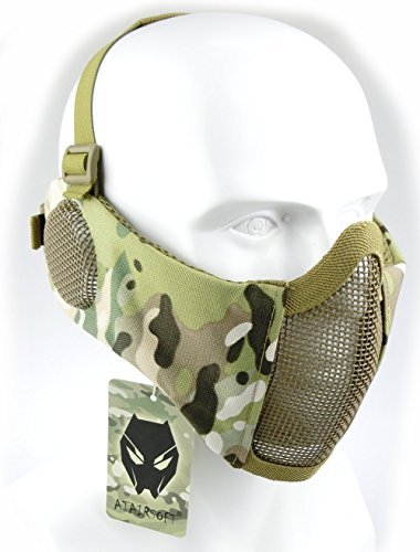 ATAIRSOFT Tactical Airsoft CS Schutzmaske aus Nylon mit halbem Gesichtsschutz und Ohrenschutz Multicam MC von ATAIRSOFT