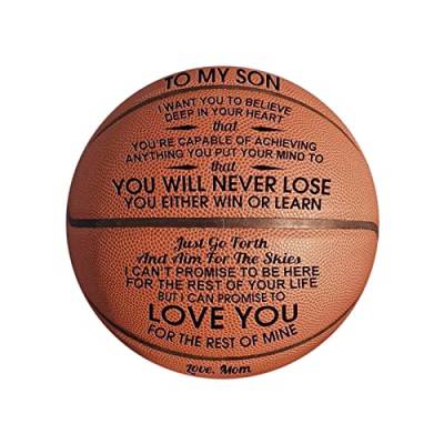 XNBZW Basketballball mit Aufschrift "To My Son From Dad Mom", Geschenk für Ihren Jahrestag, Geburtstag, Hochzeit, Urlaub, Abschlussgeschenk, Weihnachten, Schule, College, Abschlussgeschenk, Größe 4, von XNBZW