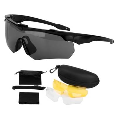 YiQinzcxg Jagdbrille für 3 austauschbare Gläser und Tragetasche, Jagdaugenschutz, Sicherheitsbrille für taktische Airsofts, taktische Jagdbrillen von YiQinzcxg