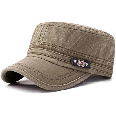 Herren Kappe Hut Verstellbare Mütze Für Herren Und Damen Modischer Flat-Top-Baumwollhut-Vert_Militaire von ZHENQIUFA