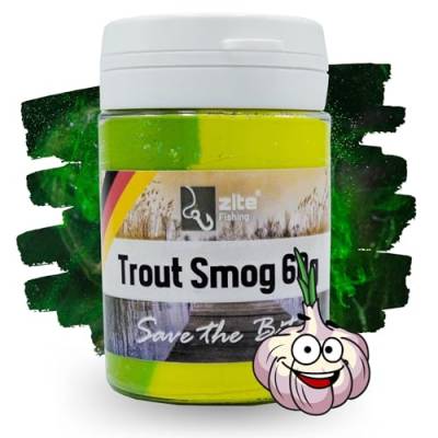 Zite Fishing Trout Smog 60g Knoblauch-Aroma Gelb/Grün - Revolutionärer Forellenteig mit Farb- & Duft-Wolke - Trout-Bait UV Aktiv von Zite