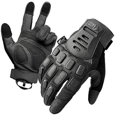 Zune Lotoo Airsoft Handschuhe, Atmungsaktive und Verschleißfeste Motorradhandschuhe mit 3-Finger-Touchscreen, TPR-Aufprallschutz Stoßdämpfende Taktische Handschuhe mit für Klettern Paintball (L) von Zune Lotoo