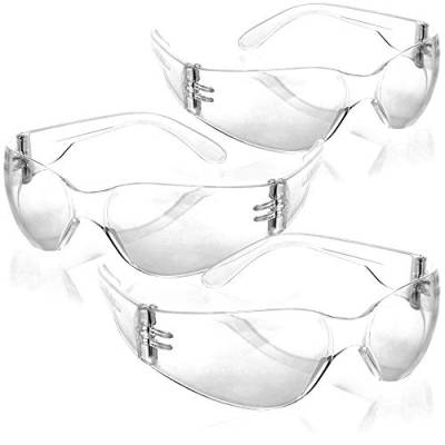 com-four® 3x Schutzbrille nach EN166 - Arbeitsschutzbrille mit Frontschutz - Augenschutz für Handwerker - Fahrrad-Brille (transparent - 3 Stück) von com-four