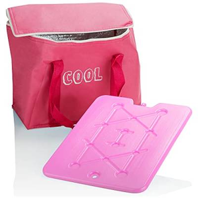 com-four® Kühltasche mit Kühlelement - Faltbare Thermo-Kühlbox - leichte Isoliertasche für Camping & Outdoor mit EIS-Akku - sommerliche Picknicktasche (pink) von com-four