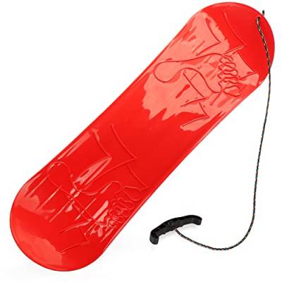 com-four® Snowboard Pistenrutscher in rot, Schnee-Gleiter mit Zugseil und Handgriff, Schneeflitzer (01 Stück rot - Snowboard) von com-four