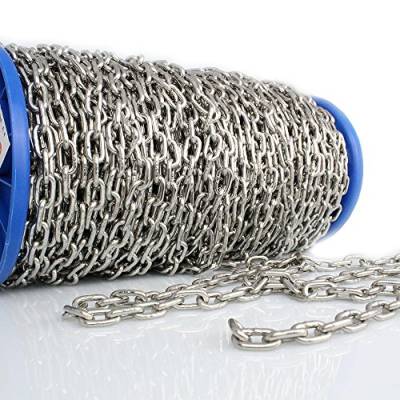 dely trade 5 Metre Chain 2 mm Long Link DIN 763 Stainless Steel A4 von dely trade