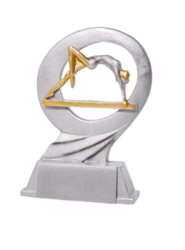 eberin · Turnen-Pokal, Resinfigur Turnen Damen, Silber Gold, mit Wunschtext, Größe 17 cm von eberin