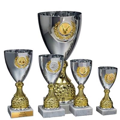 eberin · Wanderpokal · Metall Pokal Anneke · Kelchpokal Silber-Gold · Pokal mit Wunschtext und auswählbarem Motiv-Emblem · Größe 37,3 cm von eberin