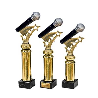 eberin · Mikrofon Pokal · Pokal Gesang · Mikrofon als Pokal · Musik Trophäe · Künstler Pokal · Musik · Musikschule · Singen · Ehrenpreis · Pokal · Trophäe · Award · Gravur · 3 Größen (Größe: 29cm) von eberin