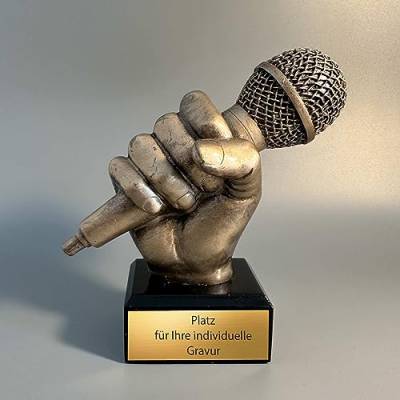 eberin · Pokal Künstler Mikrofon · Skulptur · Pokal Song Contest · Gesang · Musik · Singen · Radiomoderator Award · Musikpokal mit oder ohne Gravur · 14 cm · von eberin