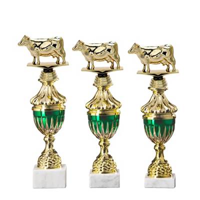 eberin · Pokal Serie Kuh, Gold-grün, mit Wunschtext, Größe 32,2 cm von eberin