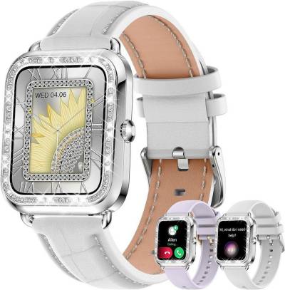 fitonyo Smartwatch (1,29 Zoll, Android iOS), Damen mit Telefonfunktion Diamant Pulsuhr SpO2 19 Sportmodi Smartwatch von fitonyo