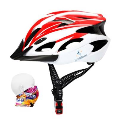 ioutdoor Erwachsene Fahrradhelm CE EN1078, EPS-Körper + PC-Schale, Robust und Ultraleicht, mit Abnehmbarem Visier und Polsterung, mit freiem Stirnband, Verstellbar Radhelm(56-62cm)(Rot Weiß) von ioutdoor