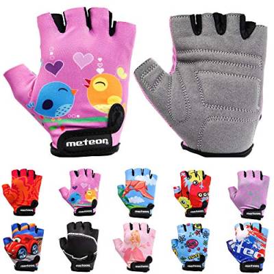 Meteor Unisex Kinder Fahrradhandschuhe Bike - Gel BMX Handschuhe, pink, Gr.-Jr M/ Handweite- 7-7.5cm von meteor