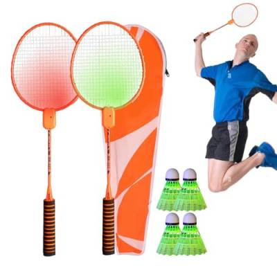 puzzlegame Leuchtendes Badmintonschläger-Set,Leichtes Badmintonschläger-Set,Training LED-Badmintonschläger-Set - Nylon-Badmintonschläger-Set mit farbenfrohen, leuchtenden LED-Badminton-Federbällen für von puzzlegame