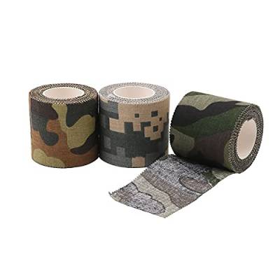 2 Rollen 10m Wasserdicht Camouflage Tape Outdoor Selbstklebend Schutz Stretch Bandage Rolle Dickes Camo Wrap Tape ​Verhindert Rutschen von tooloflife