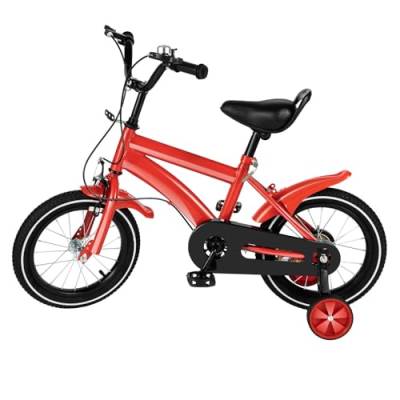 vinnyooc 35,6 cm (14 Zoll) Kinderfahrrad, höhenverstellbar, Fahrrad für Kinder von 3 bis 6 Jahren, Mini-Fahrrad mit Stützrädern, Rot von vinnyooc