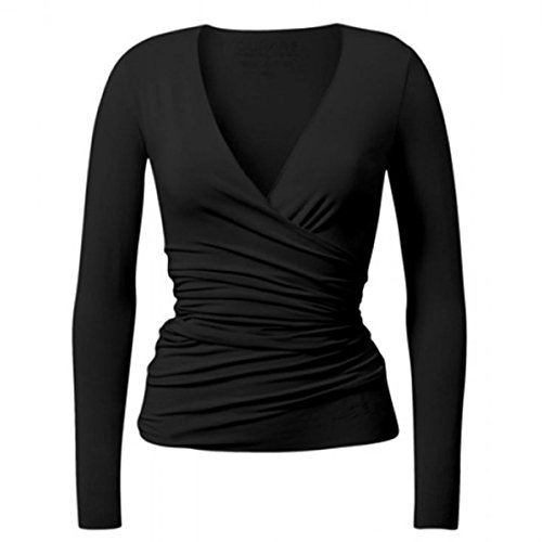 CURARE Damen Yogashirt wrap Jacket Wickeljacke, Black, M von CURARE
