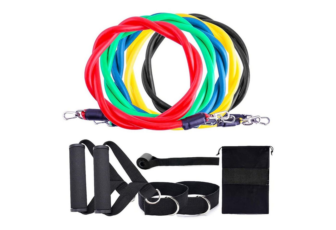 Daskoo Gymnastikbänder Resistance Bands 11 Stück Fitnessband bis zu 100 LBs, mit Griffen, für Fitness, Kraft von Daskoo