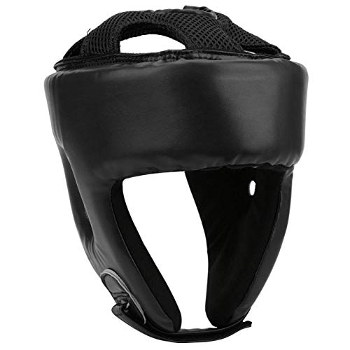 Demeras Sanda Helm PU Leder Verstellbarer Kopfschutz für Outdoor-Sportspiele(Black, Medium) von Demeras