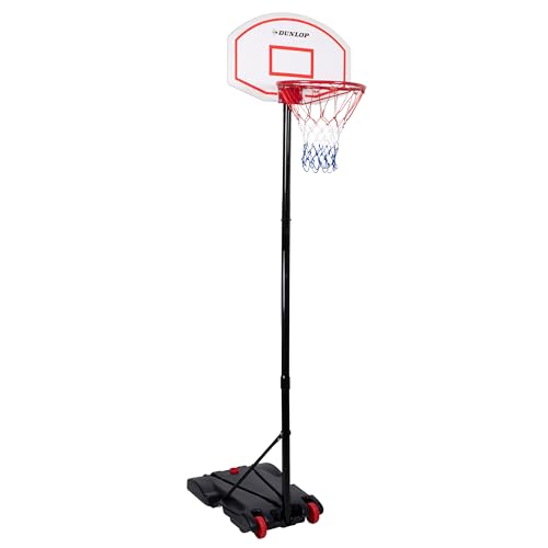 Dunlop Basketballkorb mit Ständer - Basketballkörbe 71 x 45 cm - Basketballständer - Einstellbare Höhe von 165CM Biz 205CM - Basketballkorb Outdoor - Basketball Hoop - Kunststoff - Schwarz von DUNLOP