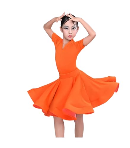 OTMYIGO Mädchen Latin Dance Kleid für Gesellschaftstanz Rumba Samba Wettbewerb Tanzkostüm Kind Karneval Jazz Dancewear,A2,150 von OTMYIGO