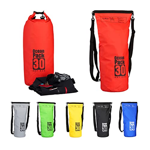 Relaxdays Ocean Pack 30 L, wasserabweisender Dry Bag für Wertsachen, leichter Trockensack für Outdoor Sport, rot von Relaxdays