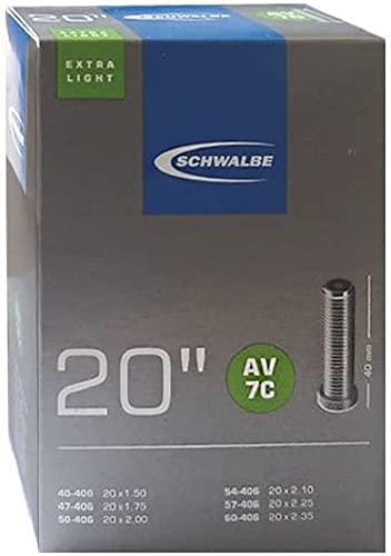 Schwalbe Fahrradschlauch AV7C Extra Light 40/60-406 EK AGV 40 mm, Schwarz, 20 x 1.75-2.35" AV40 mm von Schwalbe