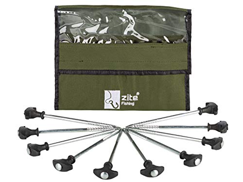 Zite Fishing T-Pegs Zelt-Heringe Angeln & Camping - 10 STK Massive Stahl-Erdnägel für Angelzelte Bivvy & Camping-Zelte von Zite