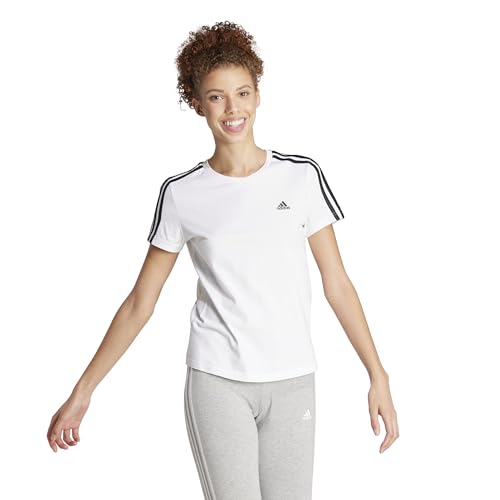 adidas Damen Essentials Slim Langarm T-Shirt, White/Black, M von adidas