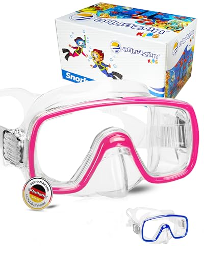 aquazon Fun wasserdichte Junior Kinder Schnorchelbrille, Taucherbrille, Schwimmbrille, Tauchmaske, von 3-7 Jahren, sehr robust, hoher Komfort, Farbe:pink Junior von aquazon