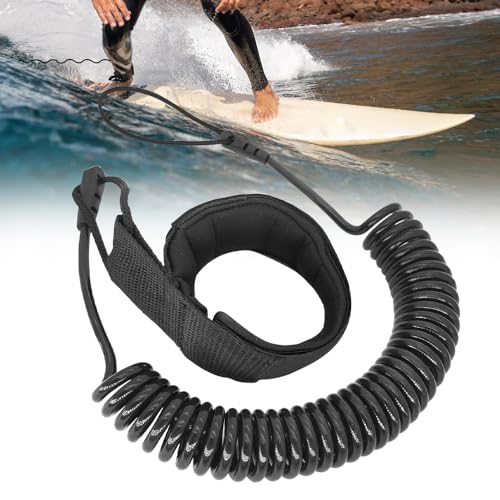 mizikuu 3.0 M Surf Leash, Coiled SUP Kajak Sicherheitsleine Surfboard Leash Leg Rope Strap Sup Fußseil Zubehör für Stand Up Paddle Board Kayak Longboard, Schwarz von mizikuu