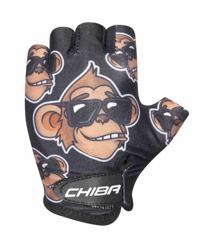 Chiba Cool Kids AFFE Kinder Fahrrad Handschuhe kurz schwarz/braun 2025: Größe: XS (6) von Chiba